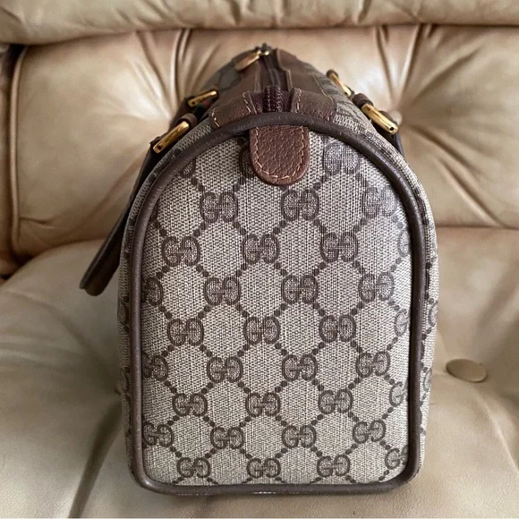 Vintage Gucci Boston Bag GG Monogram + Unbranded Web Stripe Strap - Picture 4 of 15
